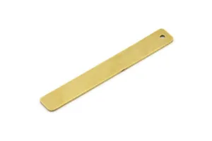 1 Hole Brass Bar, 10 Raw Brass Rectangle Stamping Blank With 1 Hole, Pendant (8x60x1mm) Y166