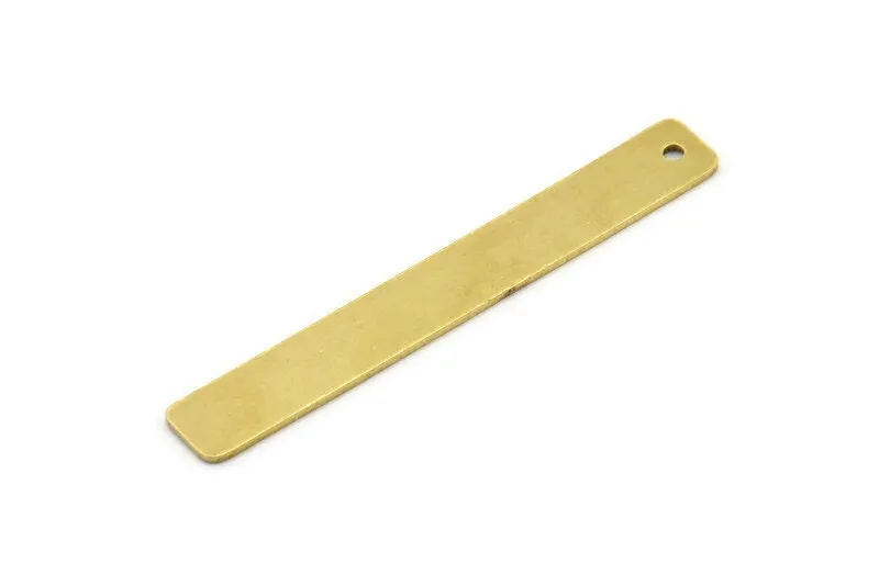 1 Hole Brass Bar, 10 Raw Brass Rectangle Stamping Blank With 1 Hole, Pendant (8x60x1mm) Y166