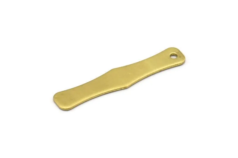 1 Hole Brass Bar, 12 Raw Brass Rectangle Stamping Blank With 1 Hole, Pendant (7.3x36x0.8mm) A0908