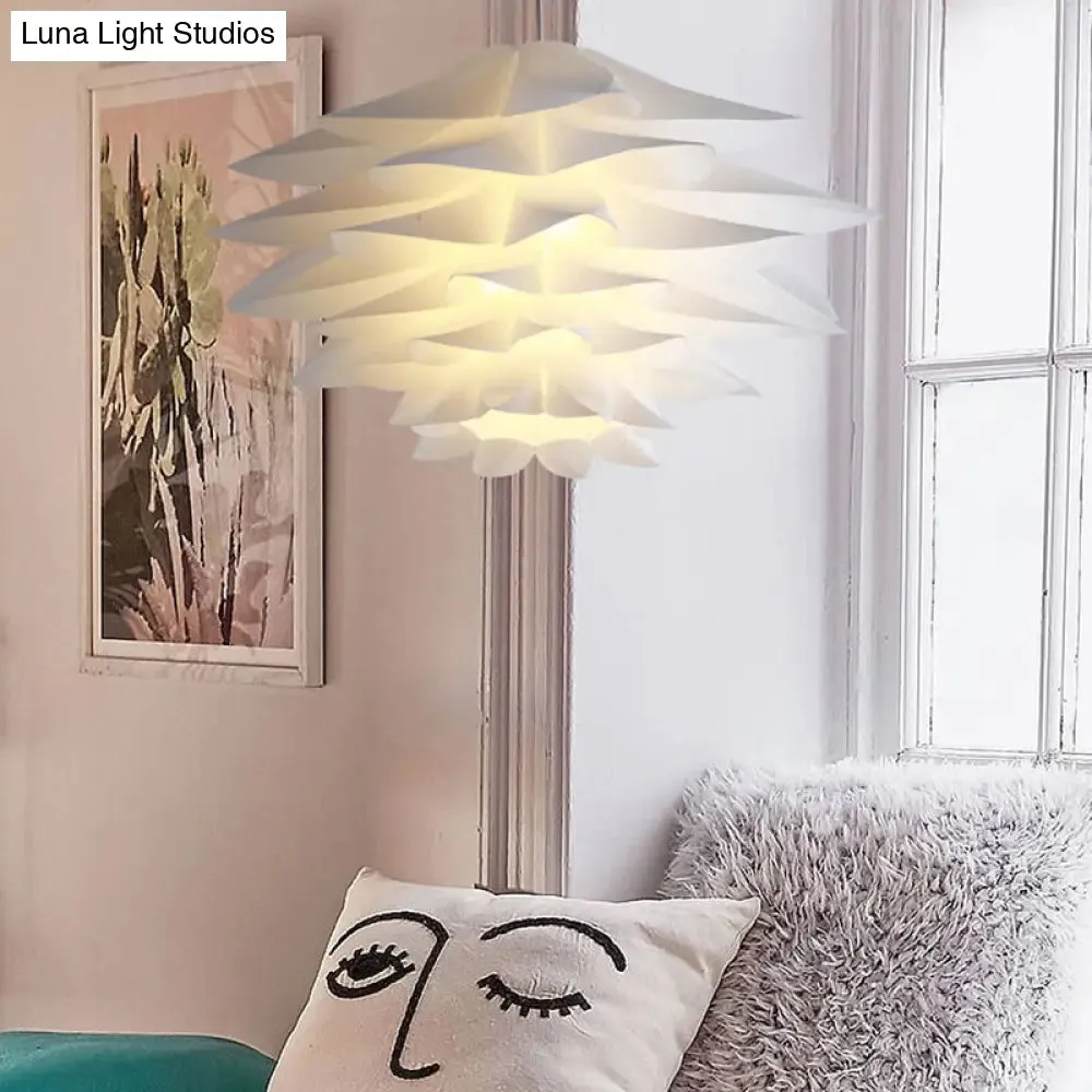 1-Light Lotus Acrylic Suspension Pendant for Bedroom, White Hanging Ceiling Light - 14"/18"/21.5" Wide