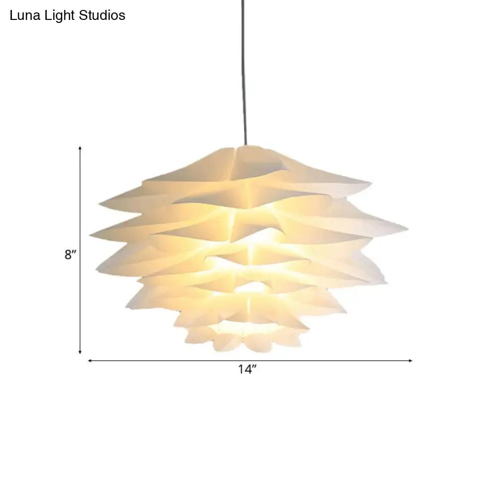 1-Light Lotus Acrylic Suspension Pendant for Bedroom, White Hanging Ceiling Light - 14"/18"/21.5" Wide