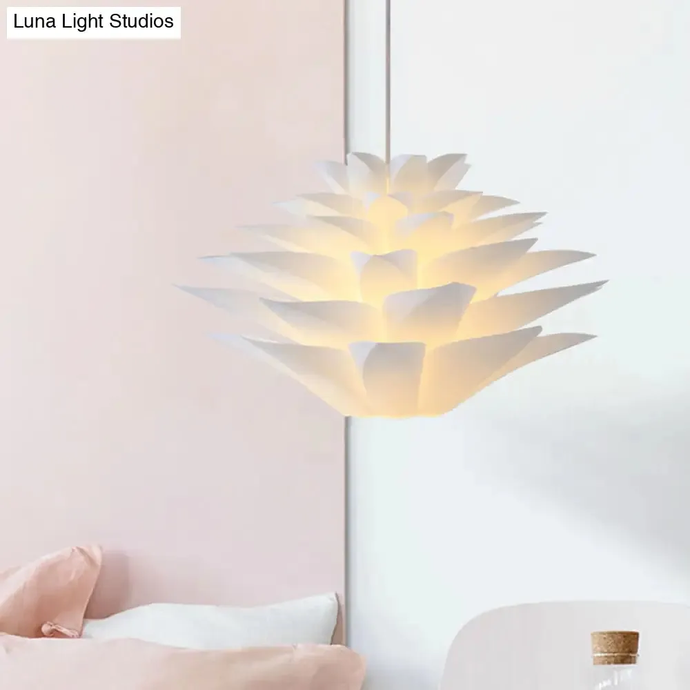 1-Light Lotus Acrylic Suspension Pendant for Bedroom, White Hanging Ceiling Light - 14"/18"/21.5" Wide