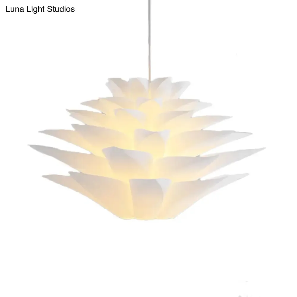 1-Light Lotus Acrylic Suspension Pendant for Bedroom, White Hanging Ceiling Light - 14"/18"/21.5" Wide