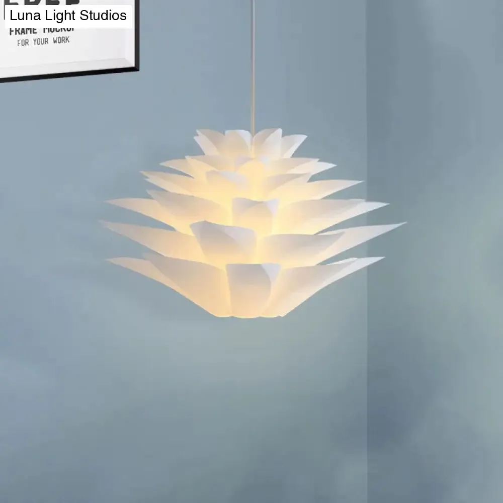 1-Light Lotus Acrylic Suspension Pendant for Bedroom, White Hanging Ceiling Light - 14"/18"/21.5" Wide