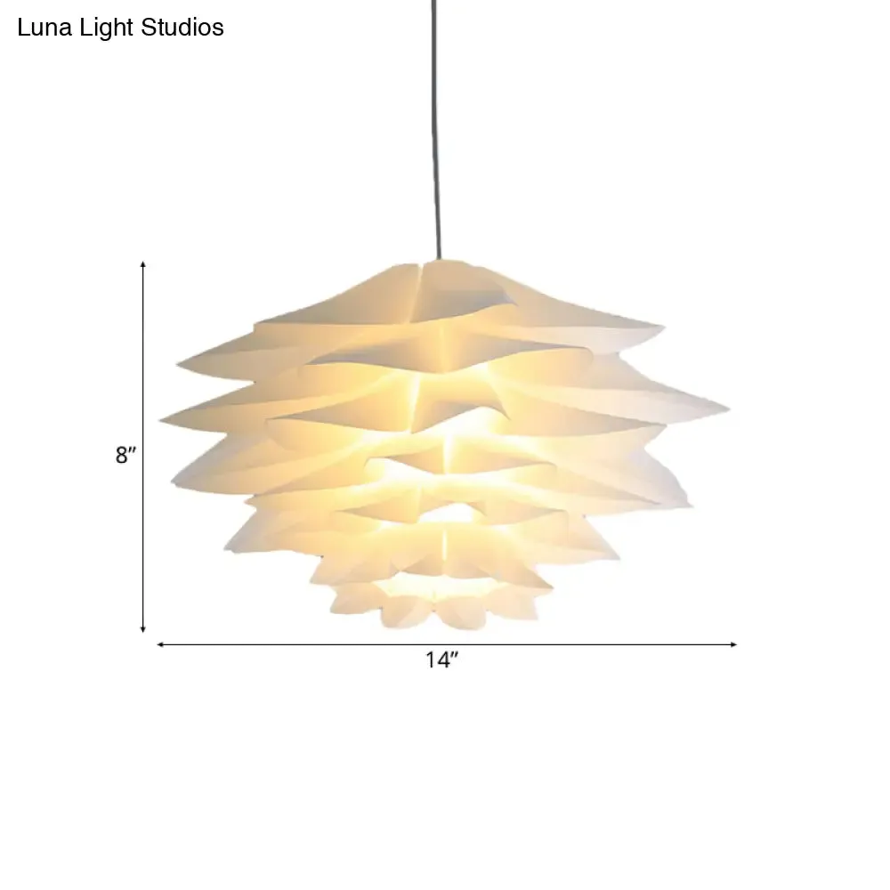 1-Light Lotus Acrylic Suspension Pendant for Bedroom, White Hanging Ceiling Light - 14"/18"/21.5" Wide