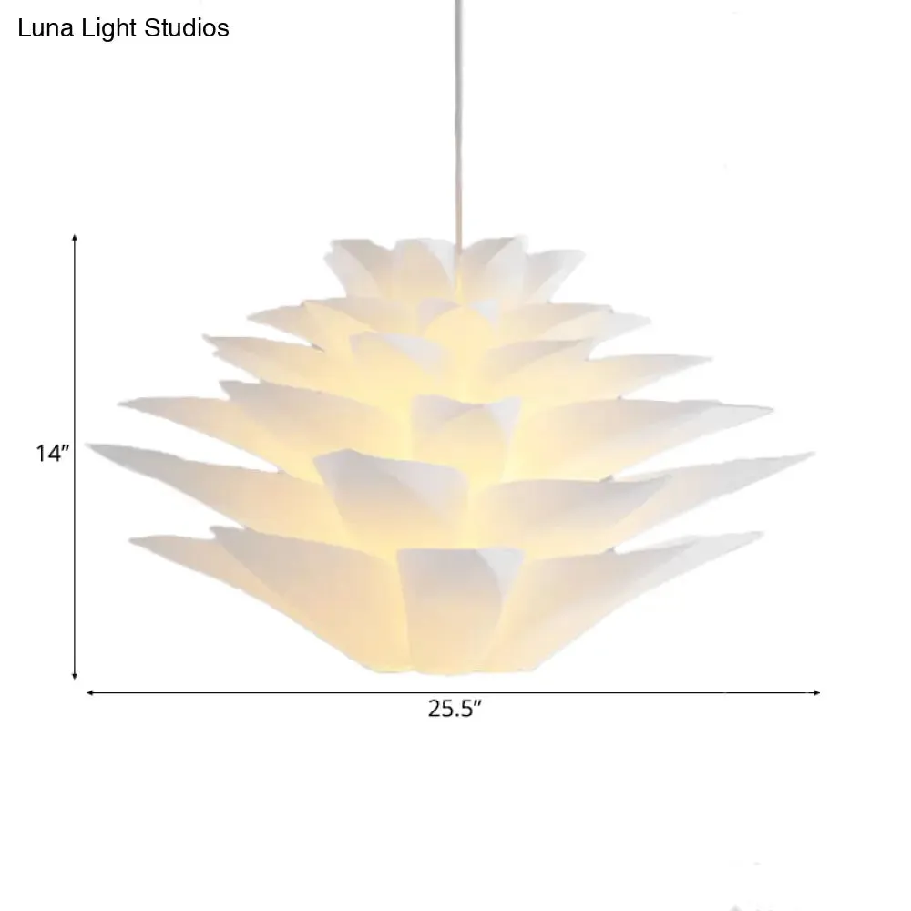 1-Light Lotus Acrylic Suspension Pendant for Bedroom, White Hanging Ceiling Light - 14"/18"/21.5" Wide