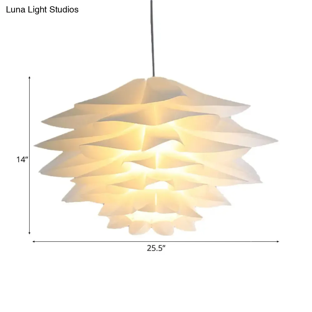 1-Light Lotus Acrylic Suspension Pendant for Bedroom, White Hanging Ceiling Light - 14"/18"/21.5" Wide