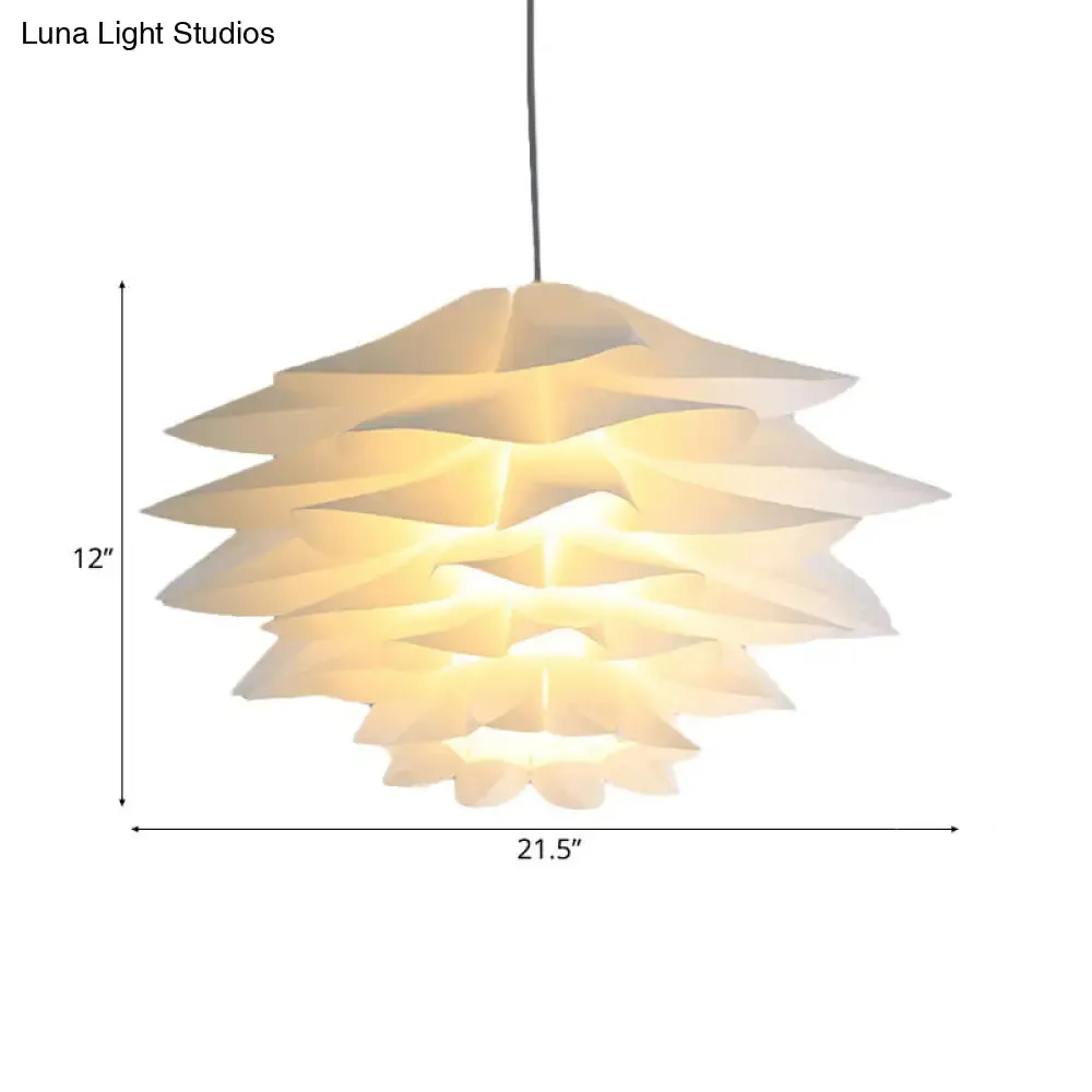 1-Light Lotus Acrylic Suspension Pendant for Bedroom, White Hanging Ceiling Light - 14"/18"/21.5" Wide