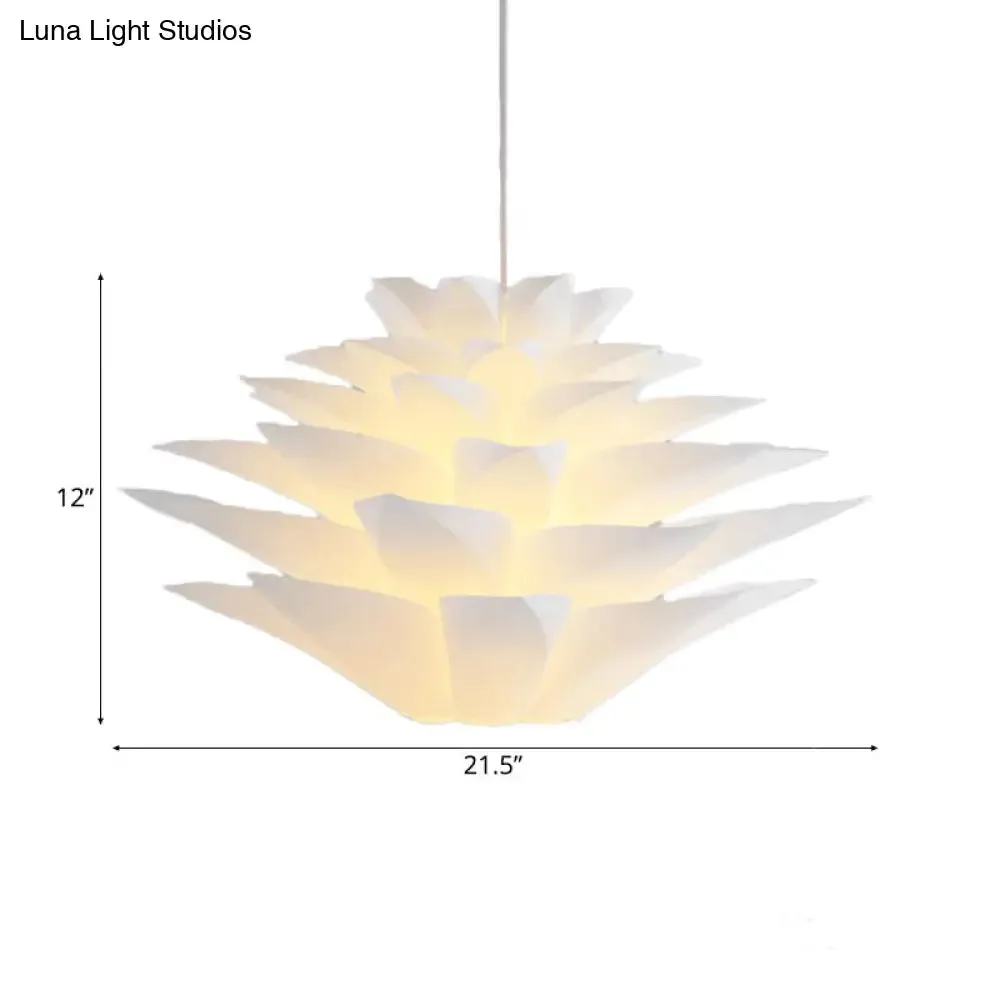 1-Light Lotus Acrylic Suspension Pendant for Bedroom, White Hanging Ceiling Light - 14"/18"/21.5" Wide