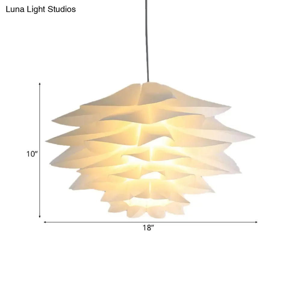 1-Light Lotus Acrylic Suspension Pendant for Bedroom, White Hanging Ceiling Light - 14"/18"/21.5" Wide