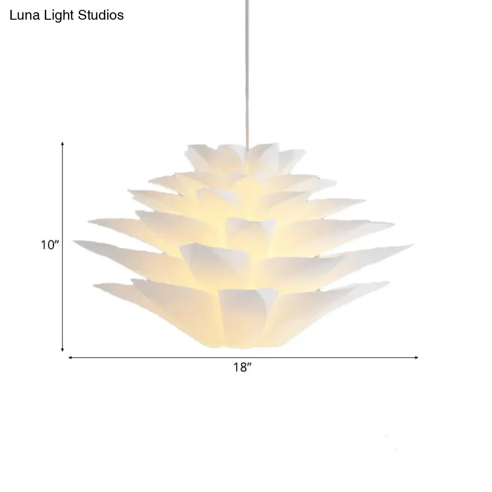 1-Light Lotus Acrylic Suspension Pendant for Bedroom, White Hanging Ceiling Light - 14"/18"/21.5" Wide