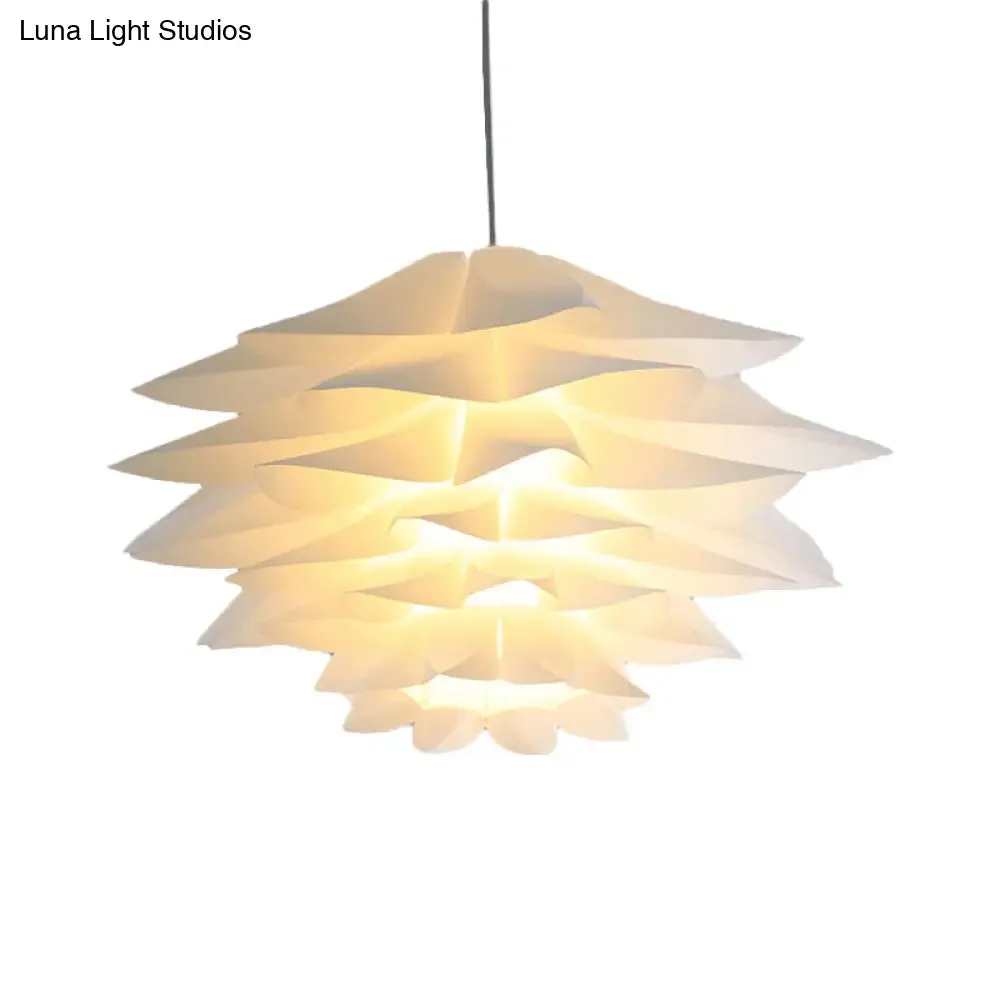 1-Light Lotus Acrylic Suspension Pendant for Bedroom, White Hanging Ceiling Light - 14"/18"/21.5" Wide