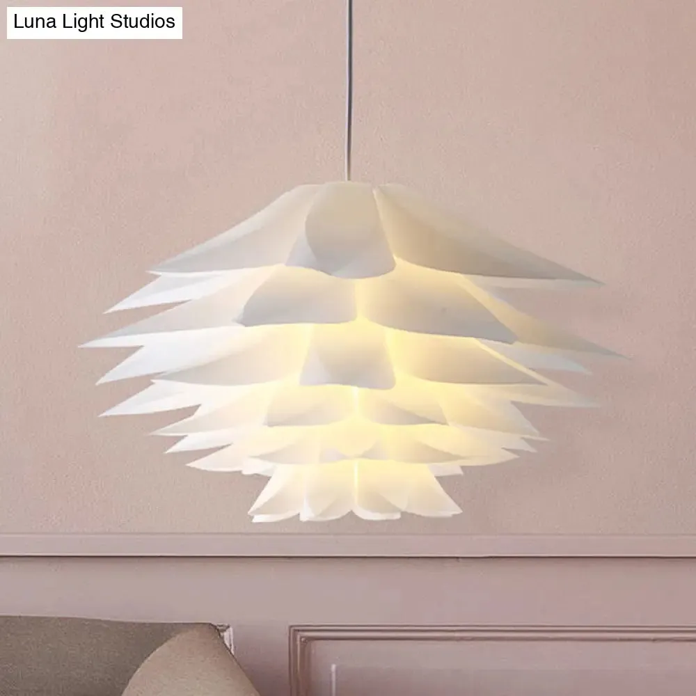 1-Light Lotus Acrylic Suspension Pendant for Bedroom, White Hanging Ceiling Light - 14"/18"/21.5" Wide