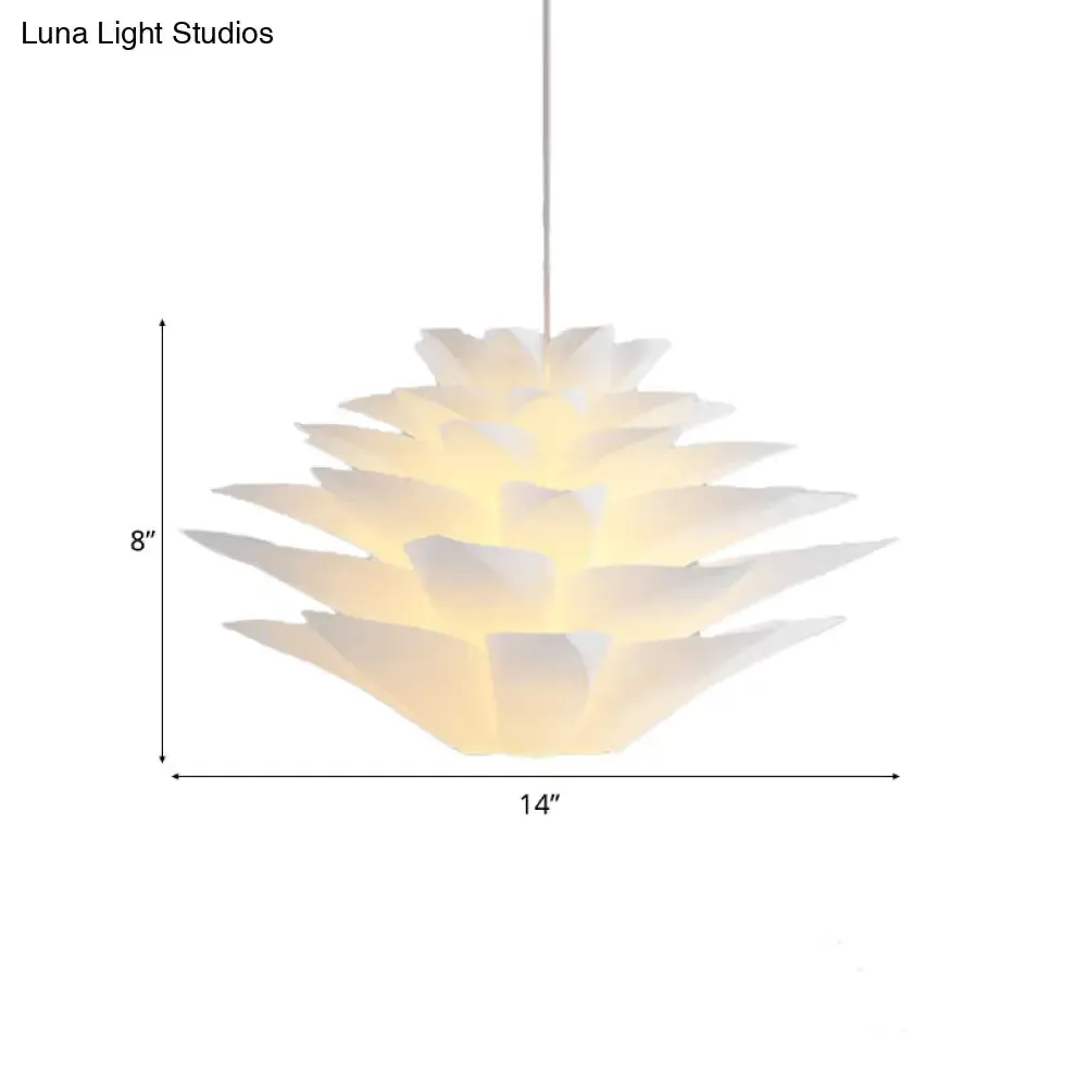 1-Light Lotus Acrylic Suspension Pendant for Bedroom, White Hanging Ceiling Light - 14"/18"/21.5" Wide