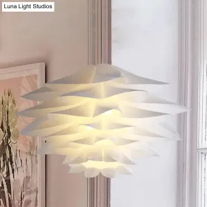 1-Light Lotus Acrylic Suspension Pendant for Bedroom, White Hanging Ceiling Light - 14"/18"/21.5" Wide