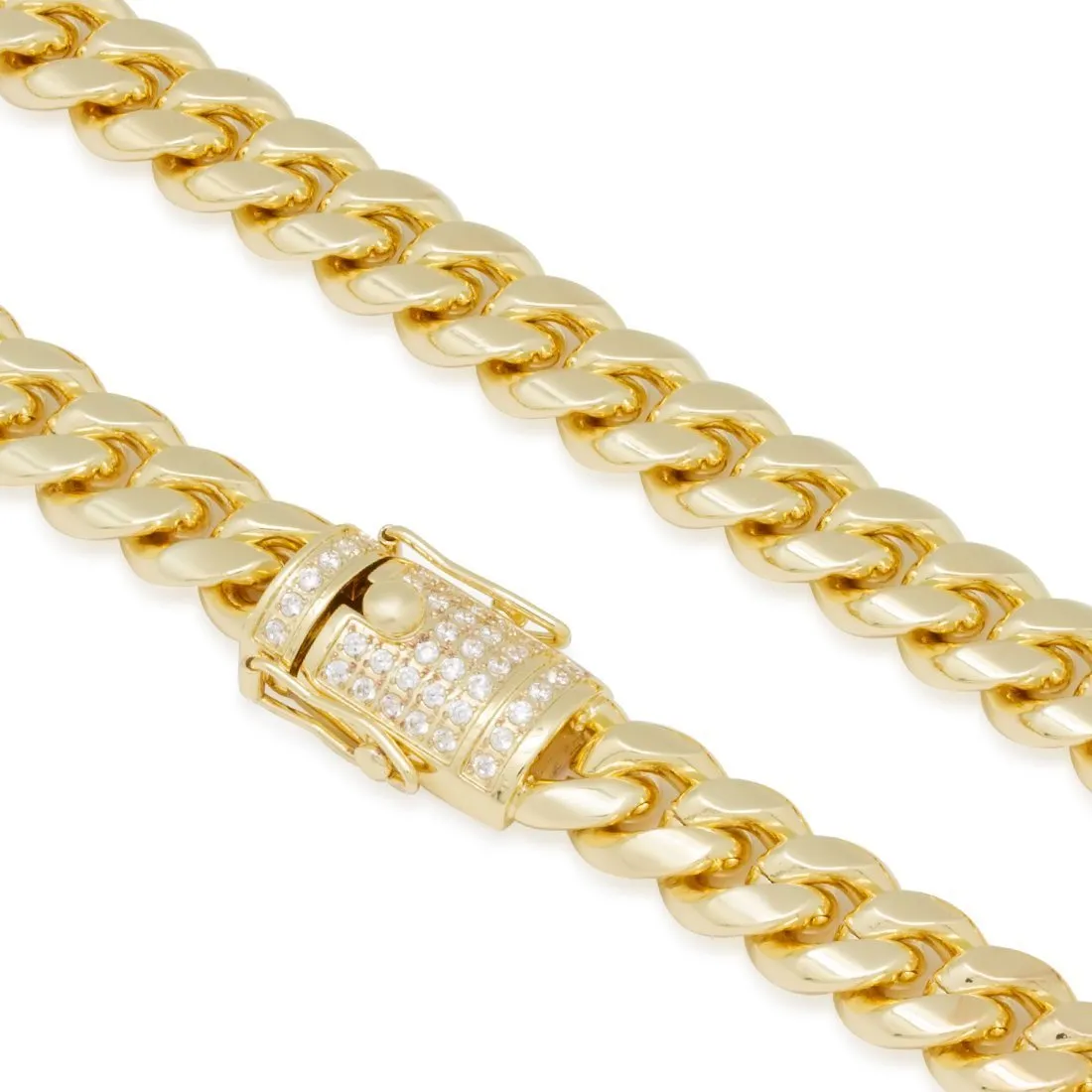 10mm Stainless Steel 14K Gold Miami Cuban Curb Chain