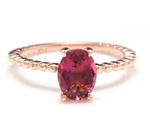 1.40 Carats Exquisite Natural Tourmaline 14K Solid Rose Gold Ring