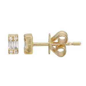 14K Diamond Baguette Studs