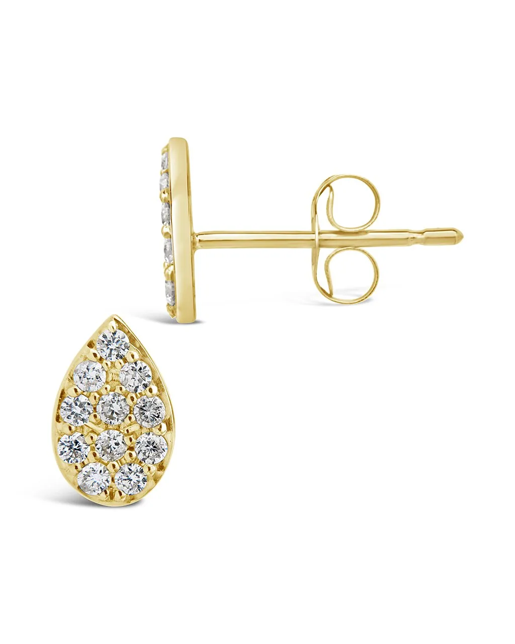 14K Gold Diamond Teardrop Stud Earrings