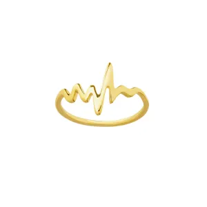 14K Yellow Gold Heartbeat Ring