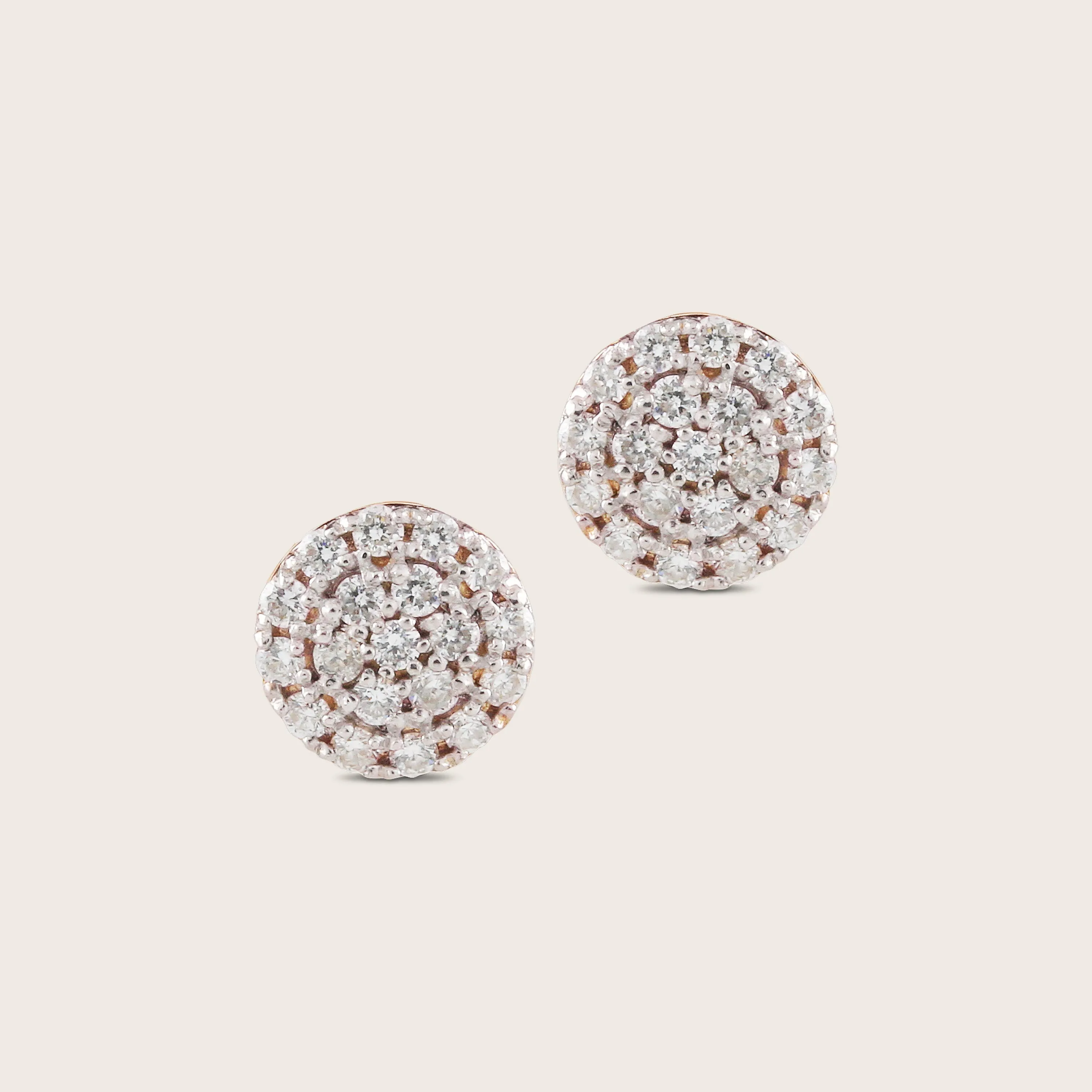 14k Yellow Gold Pavé Lab Grown Diamond Round Stud Earrings