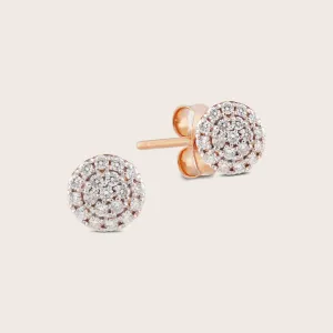 14k Yellow Gold Pavé Lab Grown Diamond Round Stud Earrings