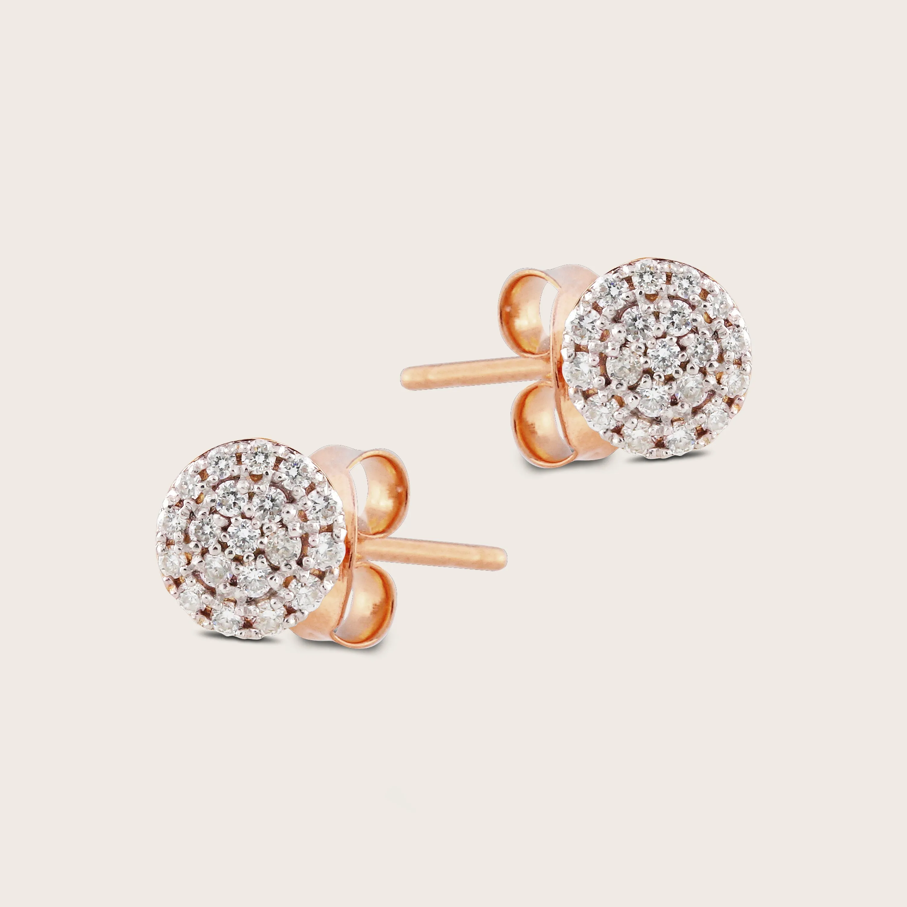 14k Yellow Gold Pavé Lab Grown Diamond Round Stud Earrings