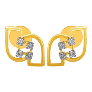 14KT (585) Yellow Gold & Diamond Beautiful Studs Earrings