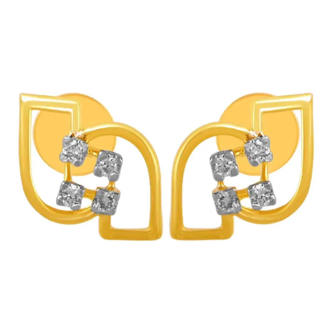 14KT (585) Yellow Gold & Diamond Beautiful Studs Earrings