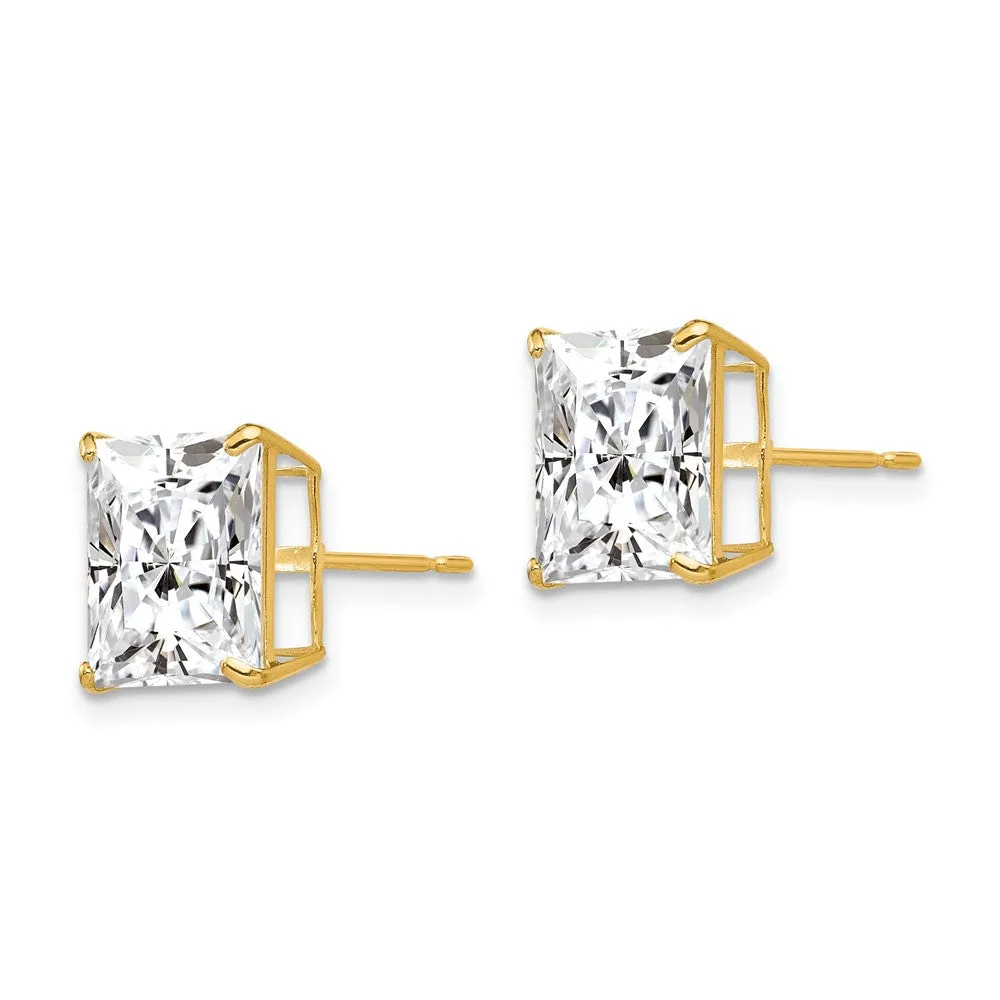 14KT Yellow Gold 9MM Square Cubic Zirconia Stud Earrings