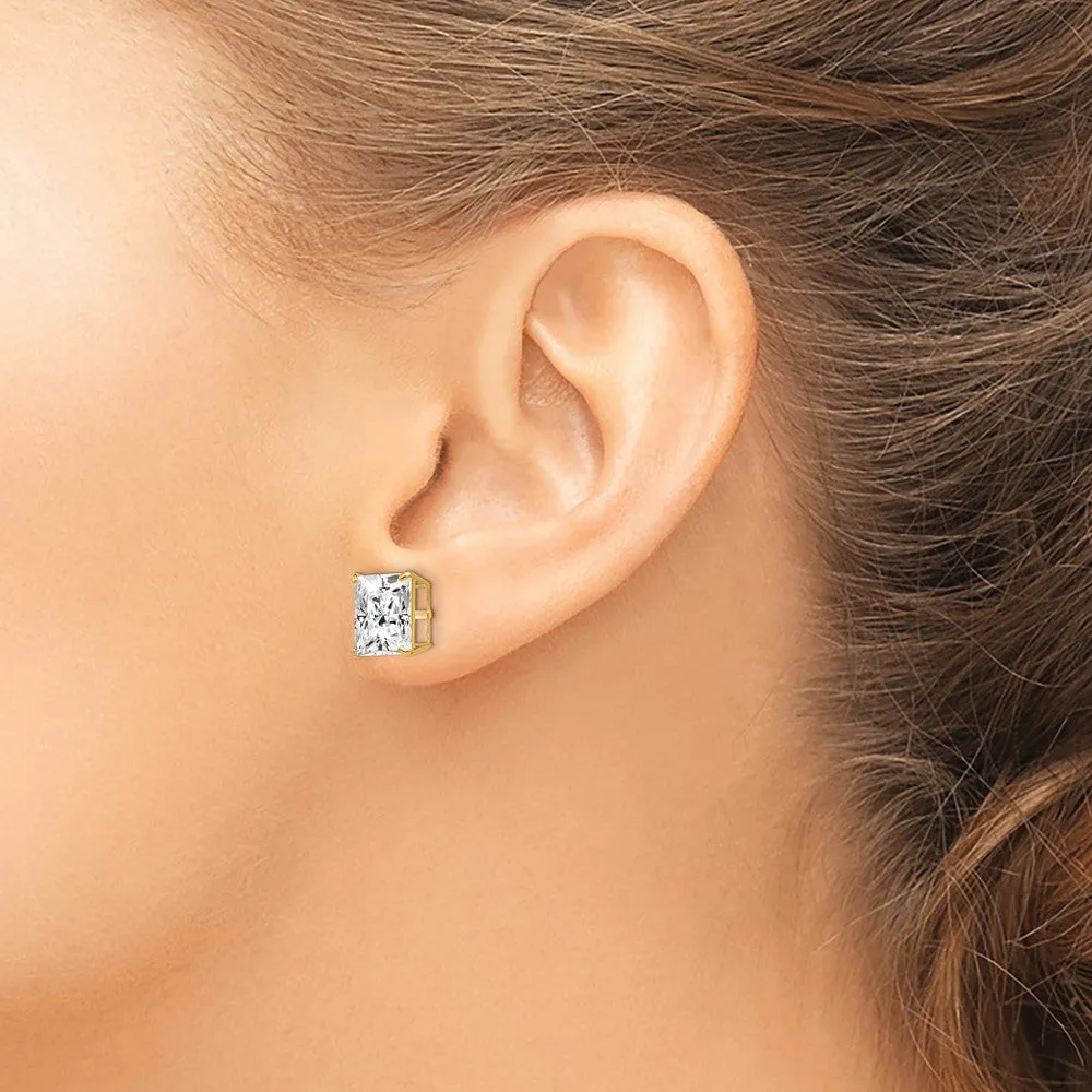 14KT Yellow Gold 9MM Square Cubic Zirconia Stud Earrings