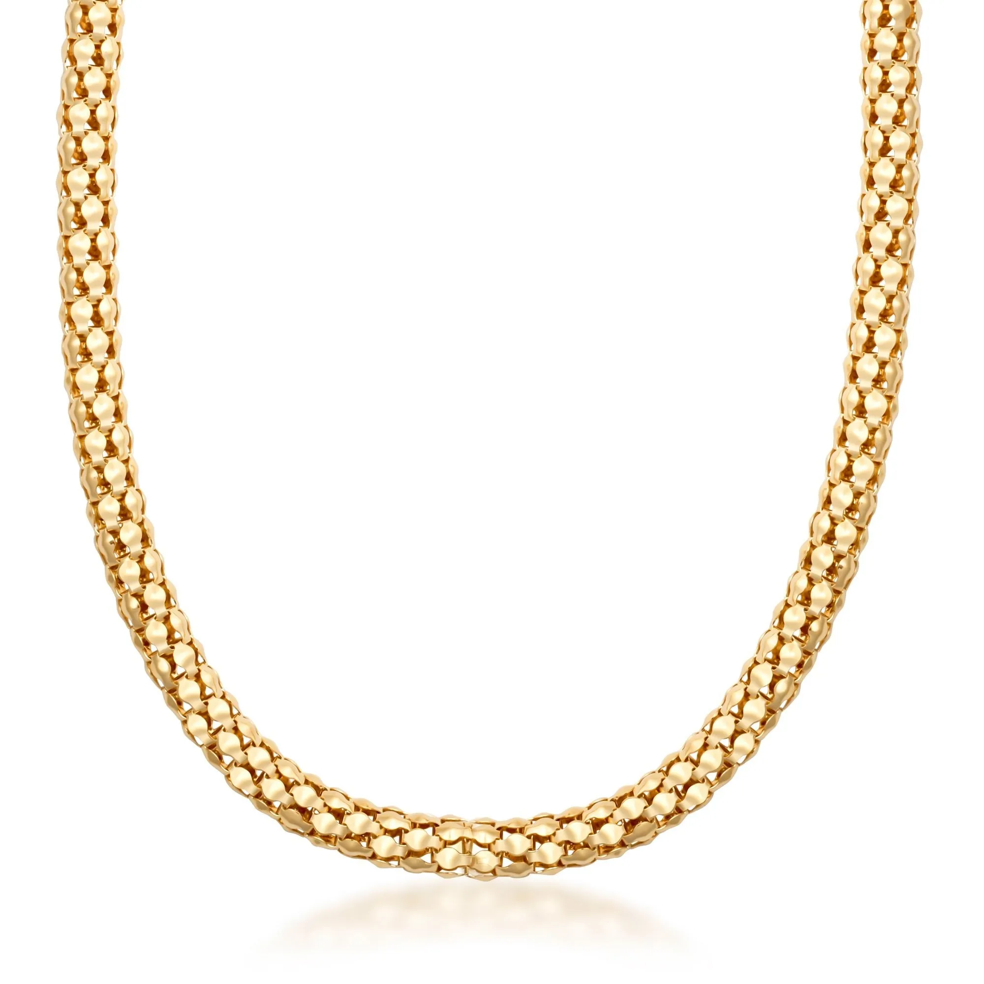 18k Gold Plated Italian Popcorn link Necklace