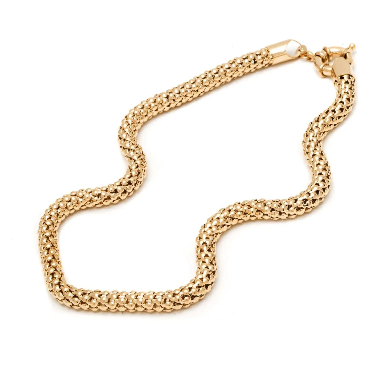 18k Gold Plated Italian Popcorn link Necklace