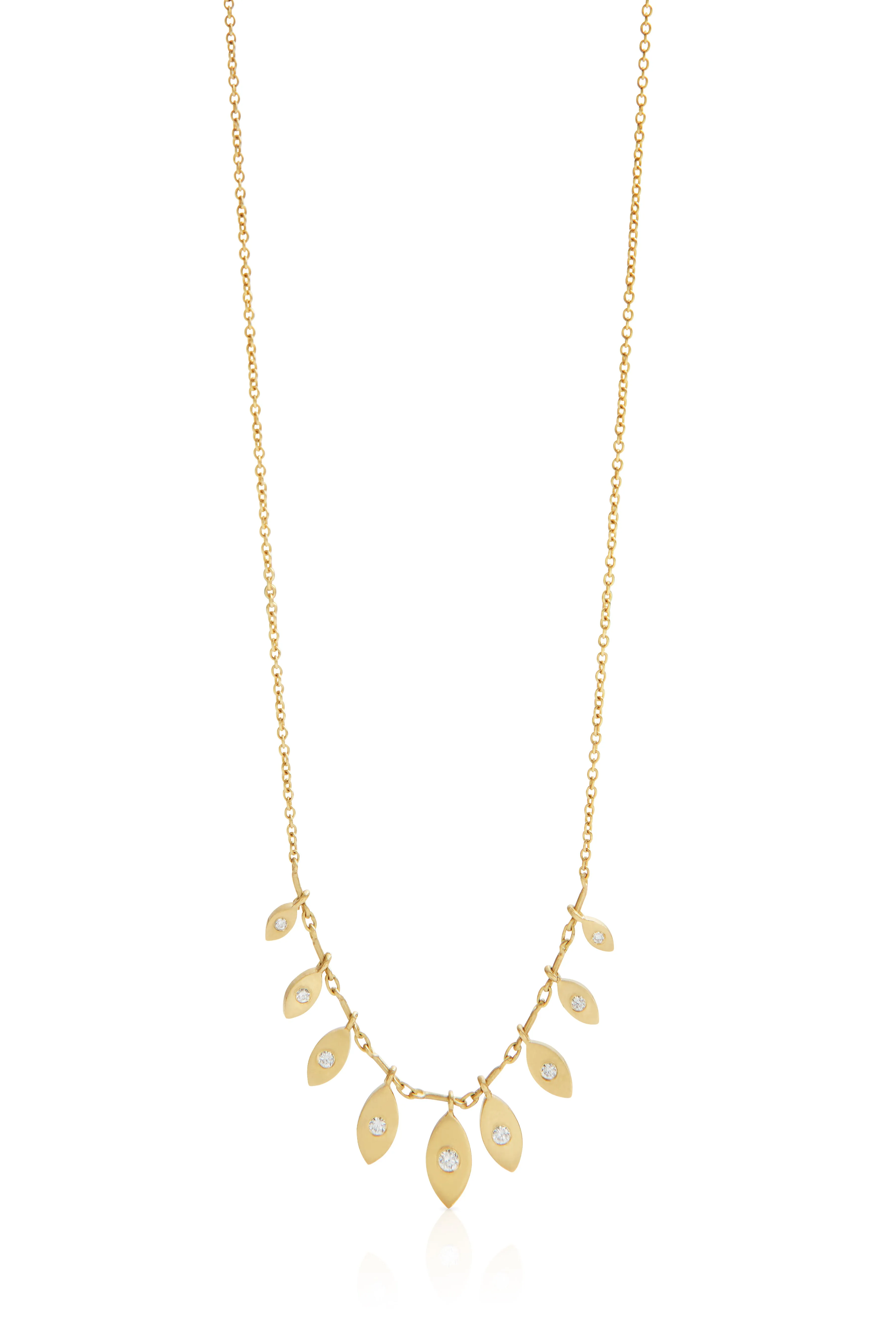 18KY 7 Fringe Graduating Marquise Necklace