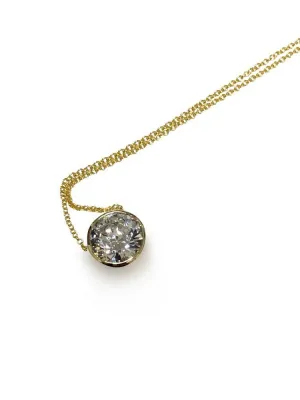 2 Carat Diamond Cubic Zirconia Slide Pendant with chain 14K Gold