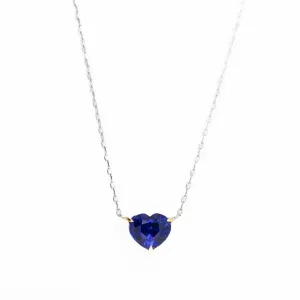 2.27 Carat Heart Shape Royal Blue Natural Sapphire Pendant Necklace