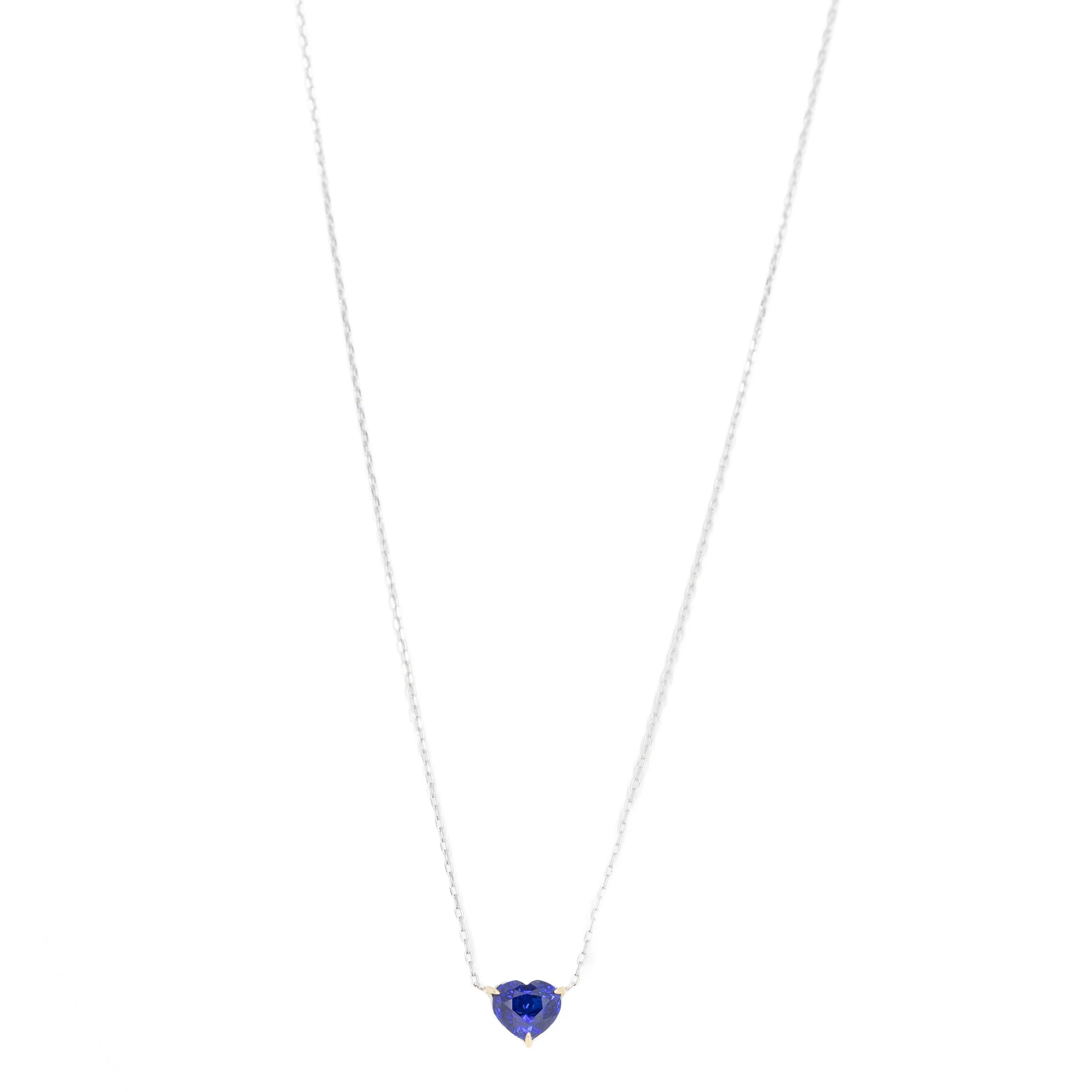 2.27 Carat Heart Shape Royal Blue Natural Sapphire Pendant Necklace