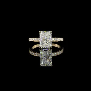 2.36 Cts 14K YELLOW GOLD Radiant Shape Lab Diamond with Hidden Halo Ring