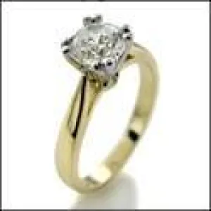 .75 Round Brilliant Cubic Zirconia Center Two Tone 14K Gold Solitaire Ring