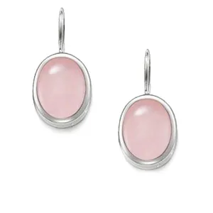 925 Sterling Silver Pink Opal Oval Drop Earrings