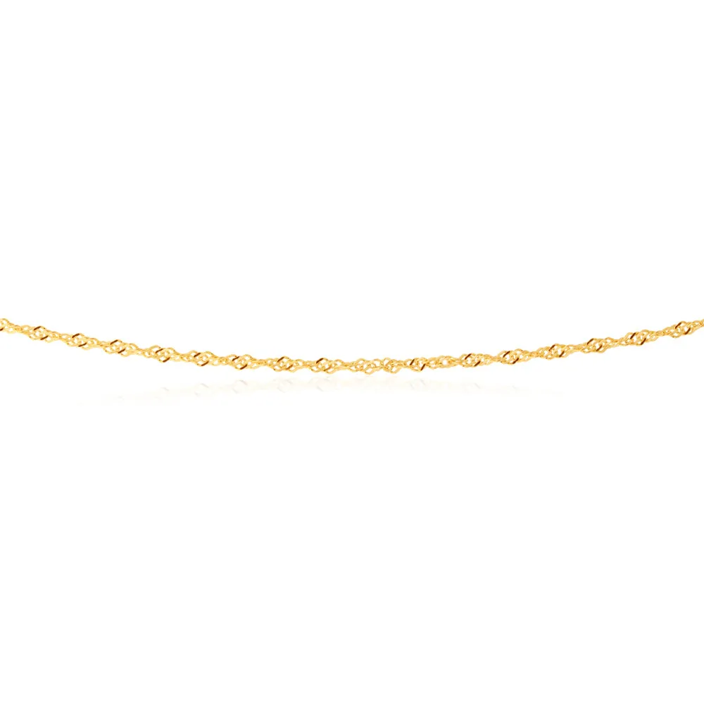 9ct Yellow Gold Singapore with White Cubic Zirconia Heart Charm 27cm Anklet