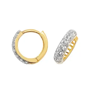 9K Yellow Gold Hinged CZ Hoop Earrings