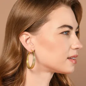 Accessorize London Women Gold Textured Layer Hoop Earrings