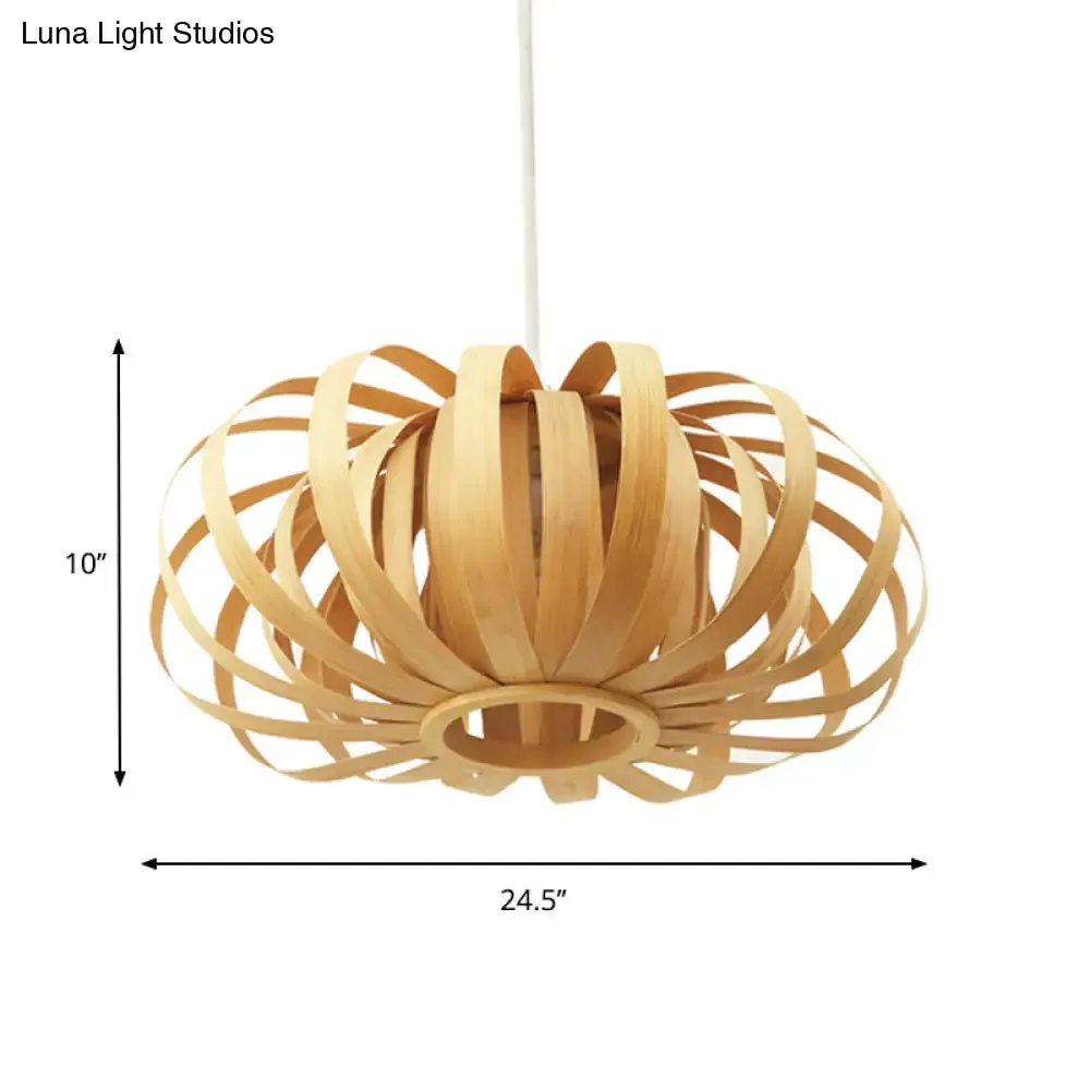 Adjustable Nordic Style Wooden Pendant Light with Oval Shape - 18"/21.5"/24.5" Width