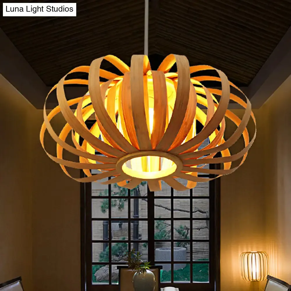 Adjustable Nordic Style Wooden Pendant Light with Oval Shape - 18"/21.5"/24.5" Width