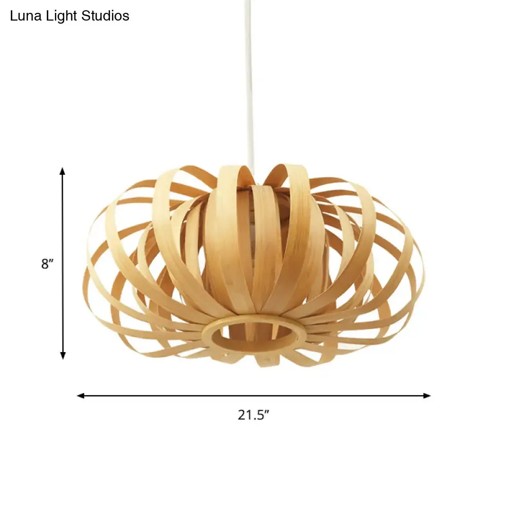 Adjustable Nordic Style Wooden Pendant Light with Oval Shape - 18"/21.5"/24.5" Width