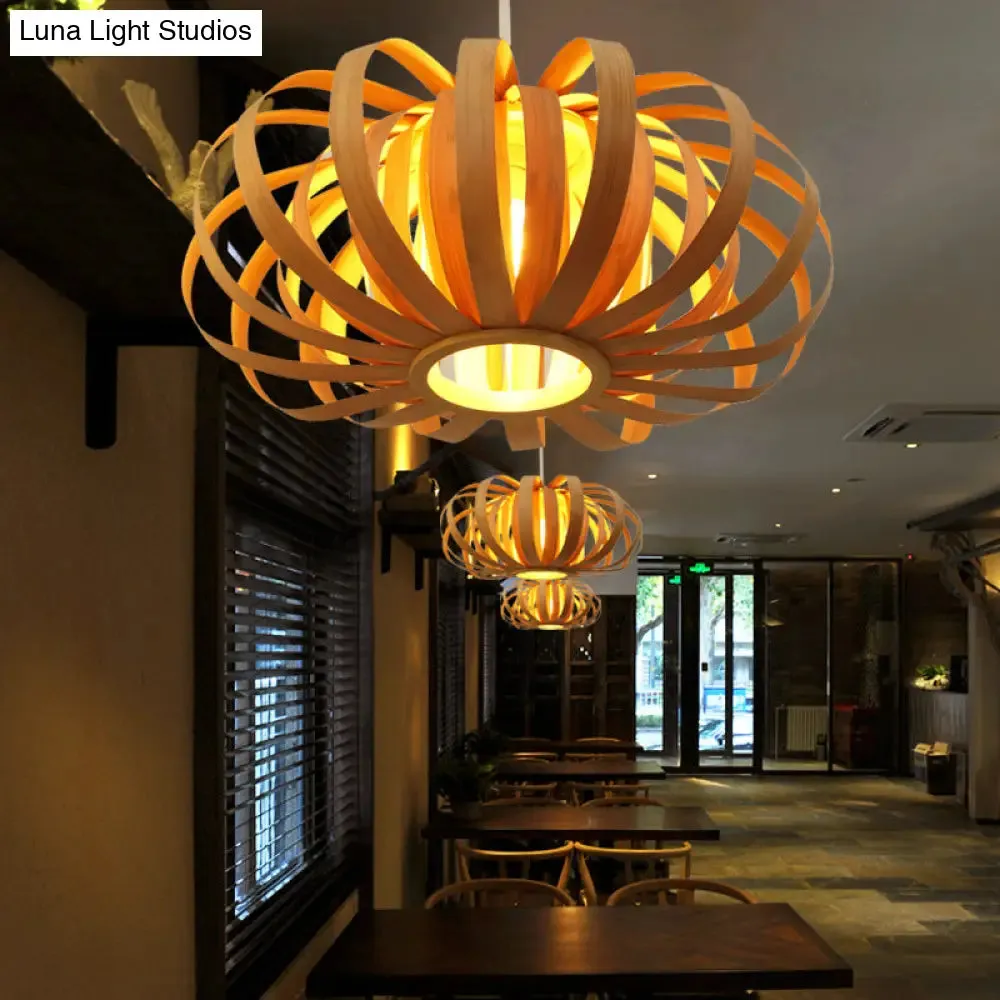 Adjustable Nordic Style Wooden Pendant Light with Oval Shape - 18"/21.5"/24.5" Width