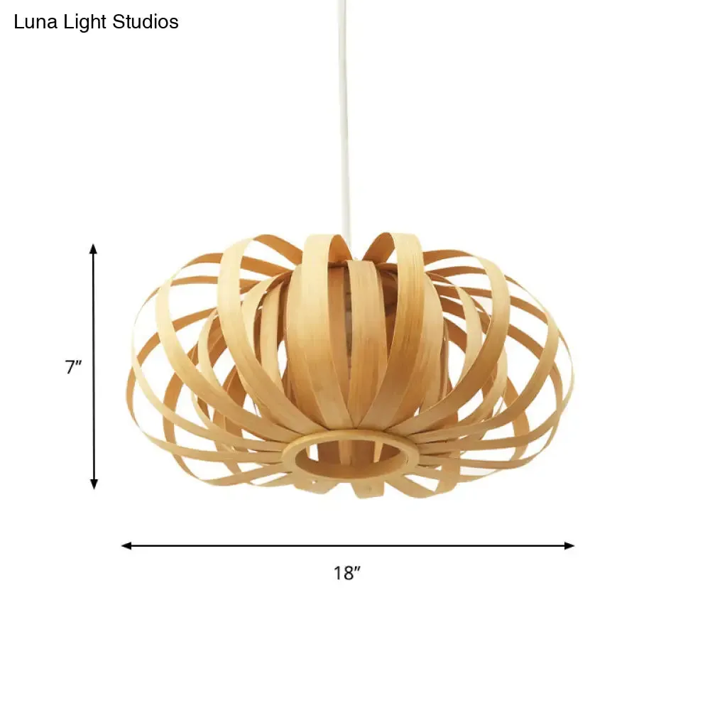 Adjustable Nordic Style Wooden Pendant Light with Oval Shape - 18"/21.5"/24.5" Width