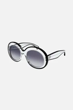 Alaia oval black and crystal sunglasses