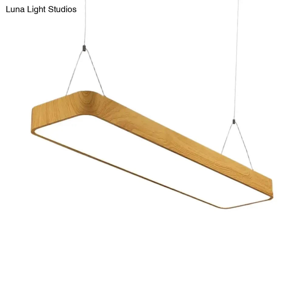 Aluminum Drop Pendant LED Hanging Light with Nordic Wood Finish for Office Spaces